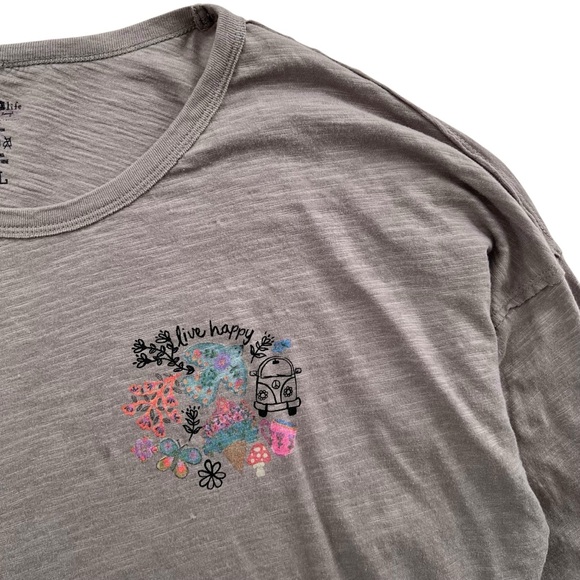 Natural Life Live Happy Oversized Cotton Doodle Long Sleeve Tee Shirt SZ XXL - Picture 3 of 11